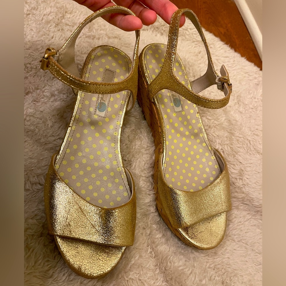 Boden Gold Platform Cork Sandals